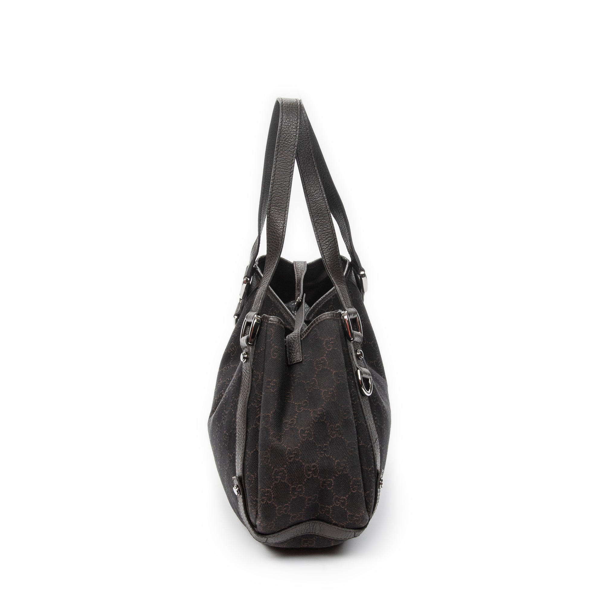 Shoulder Bag Abbey Hobo Diagonal Dark Brown Monogrammed Denim Canvas