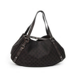 Shoulder Bag Abbey Hobo Diagonal Dark Brown Monogrammed Denim Canvas