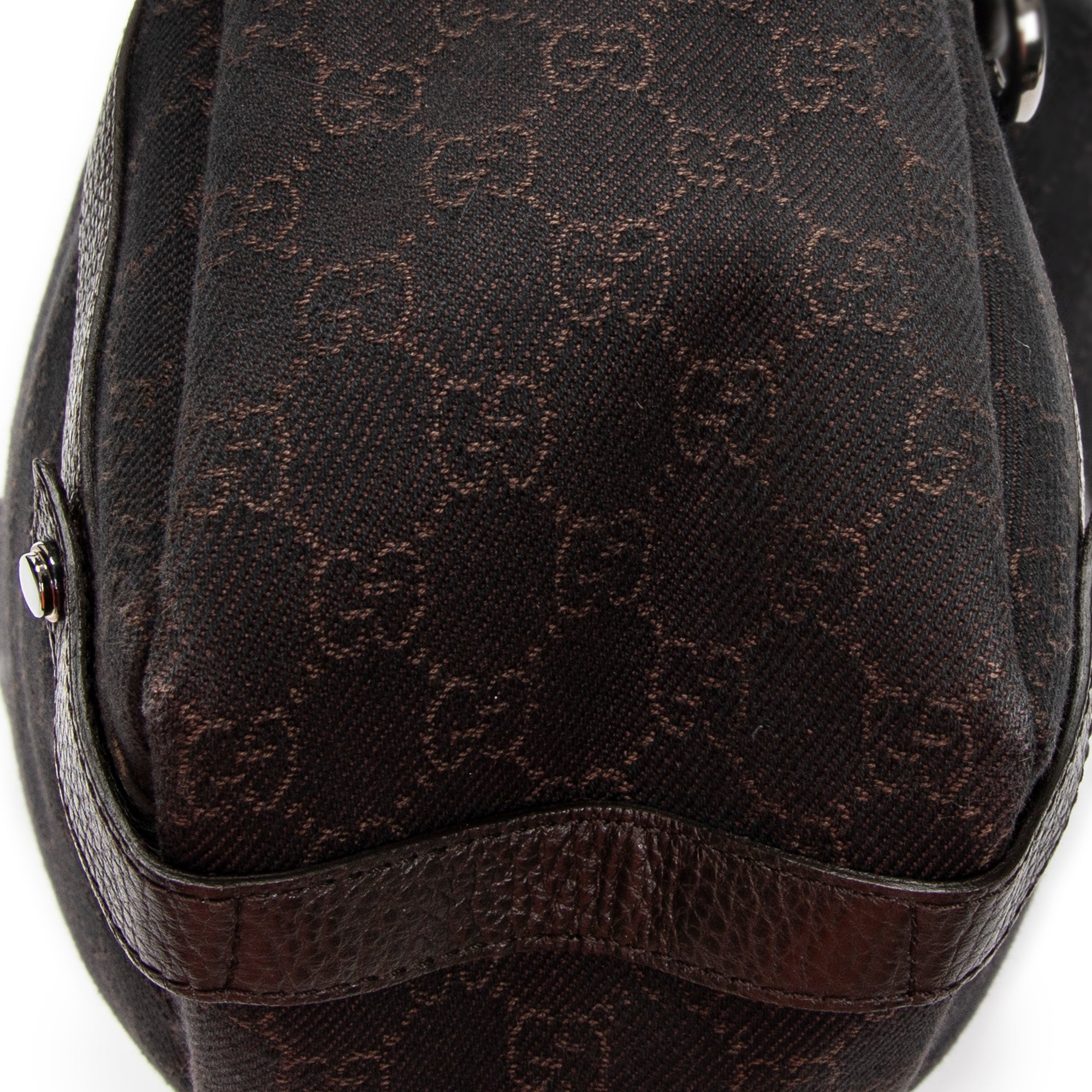 Shoulder Bag Abbey Hobo Diagonal Dark Brown Monogrammed Denim Canvas