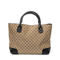 Shoulder Bag Large Twisted Handle Zip Tote Beige Monogrammed Canvas