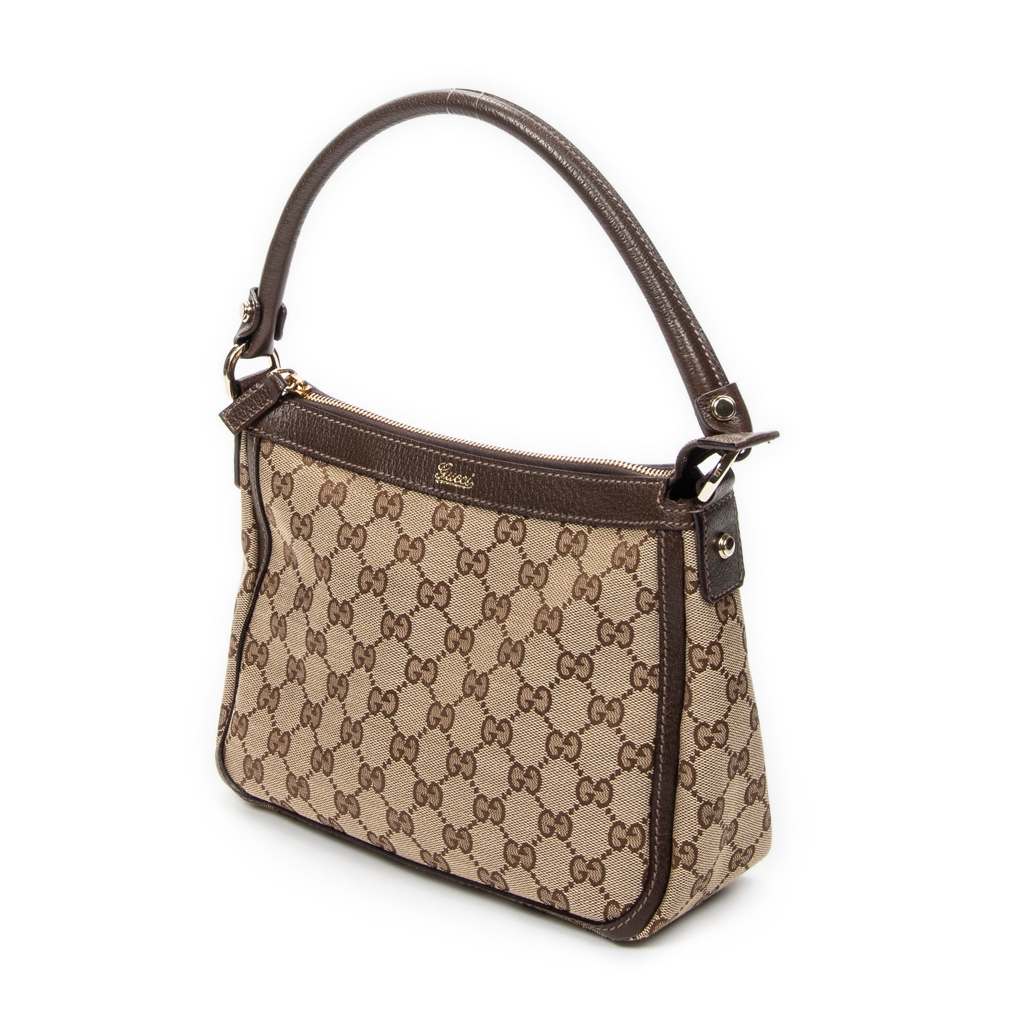 Shoulder Bag Small Abbey Top Handle Beige Monogrammed Canvas