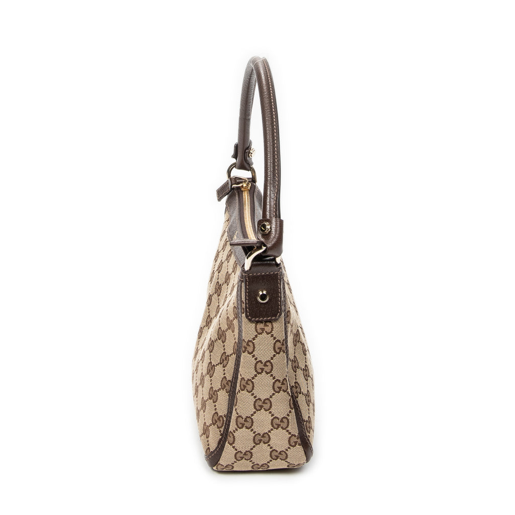 Shoulder Bag Small Abbey Top Handle Beige Monogrammed Canvas