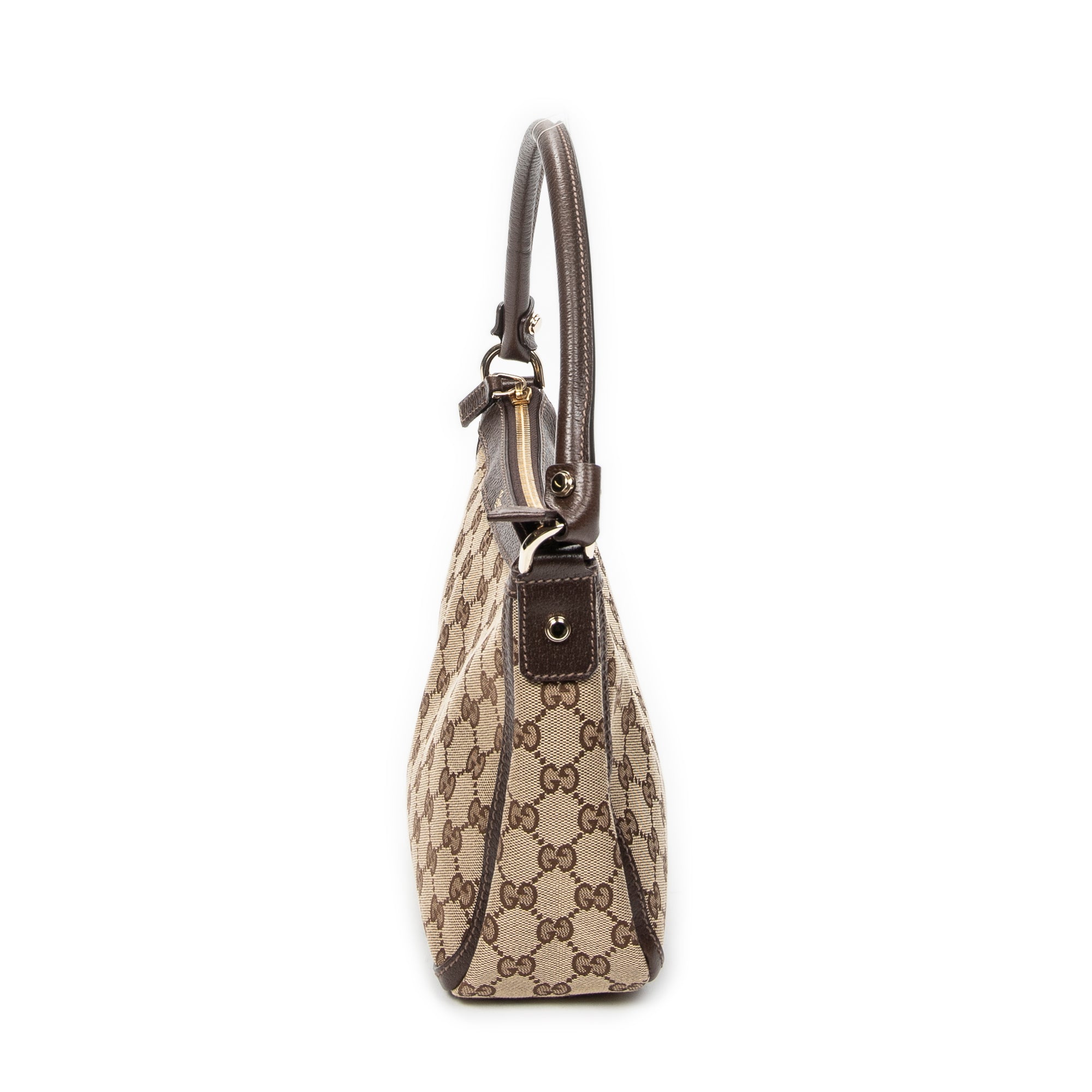 Shoulder Bag Small Abbey Top Handle Beige Monogrammed Canvas