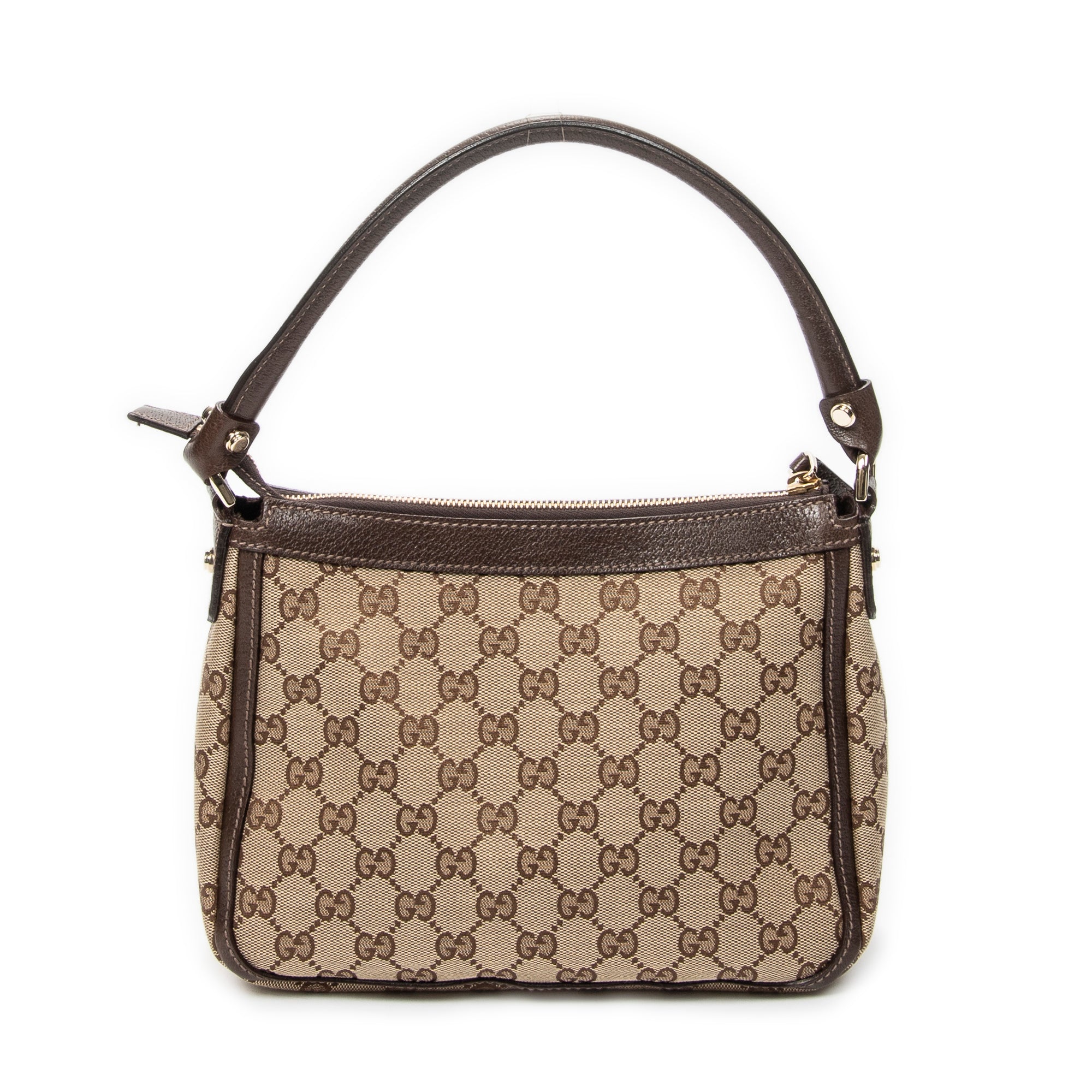 Shoulder Bag Small Abbey Top Handle Beige Monogrammed Canvas
