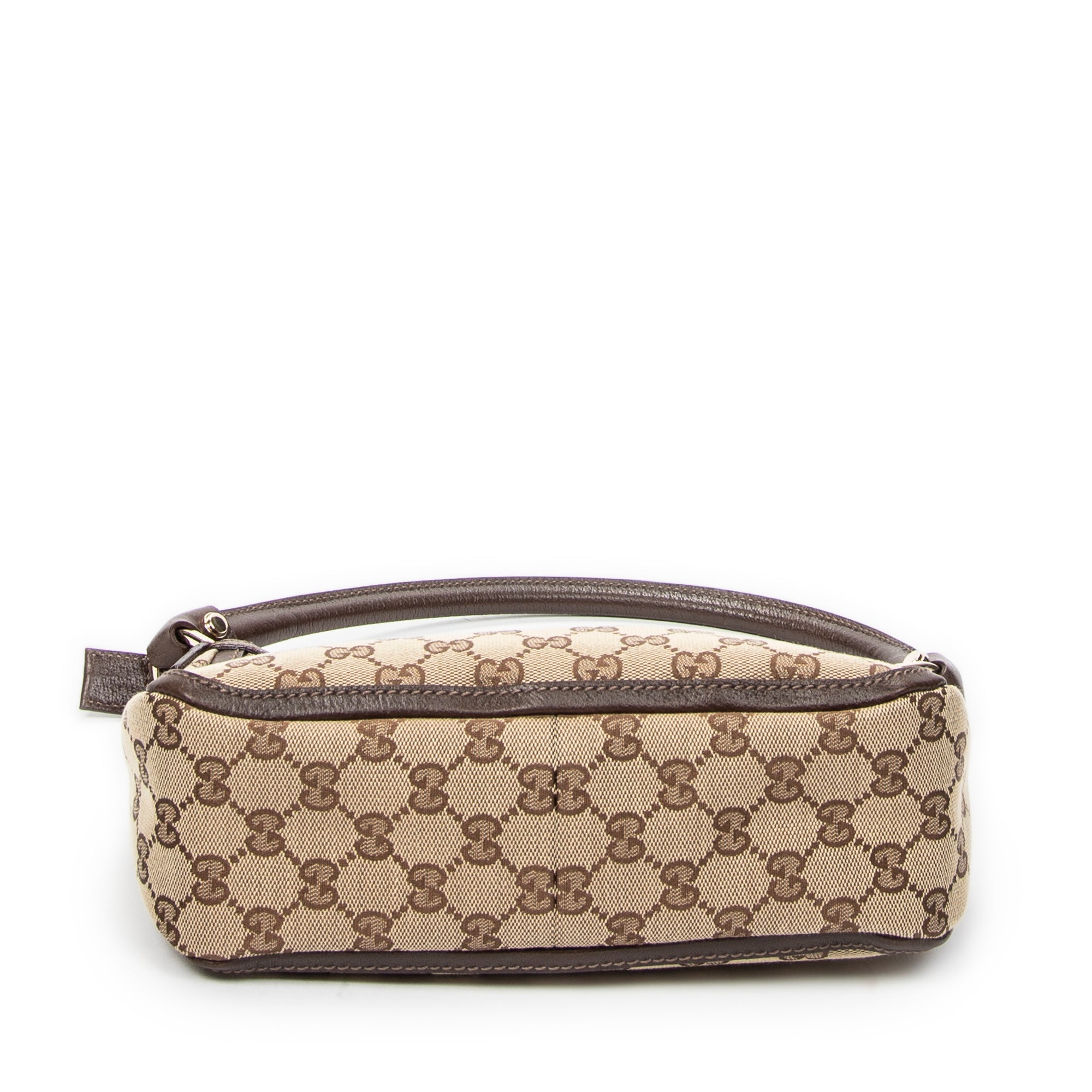 Shoulder Bag Small Abbey Top Handle Beige Monogrammed Canvas
