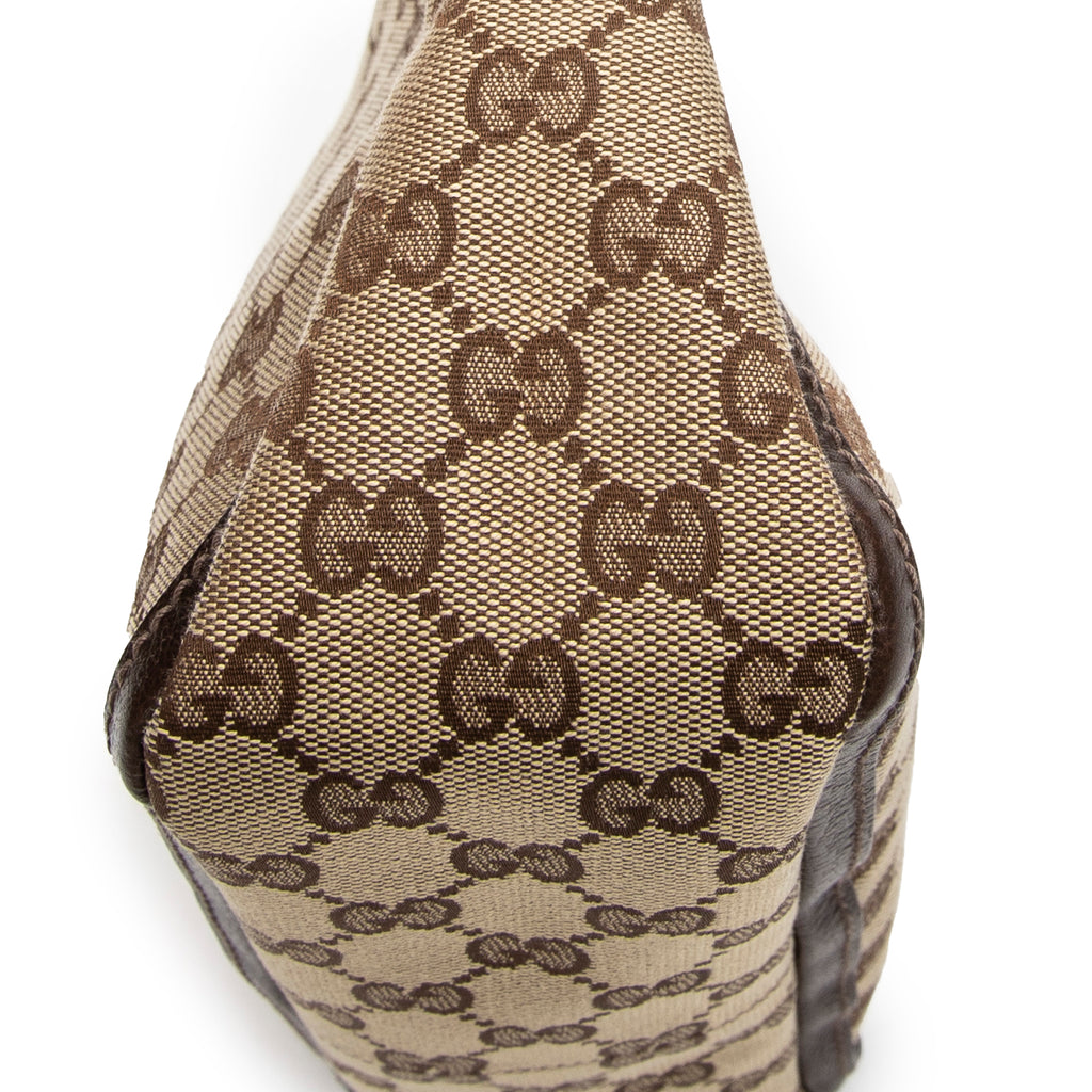Shoulder Bag Small Abbey Top Handle Beige Monogrammed Canvas