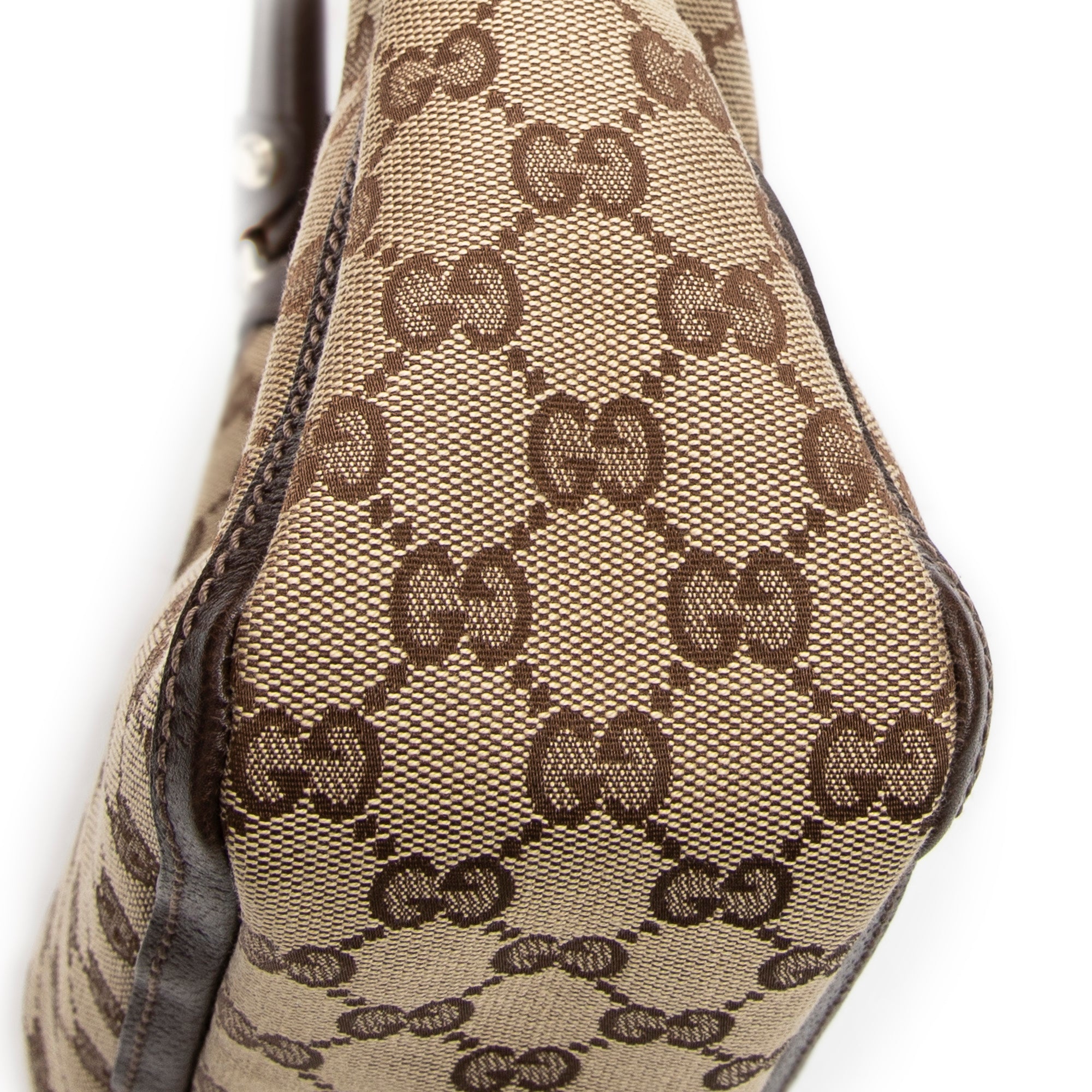 Shoulder Bag Small Abbey Top Handle Beige Monogrammed Canvas