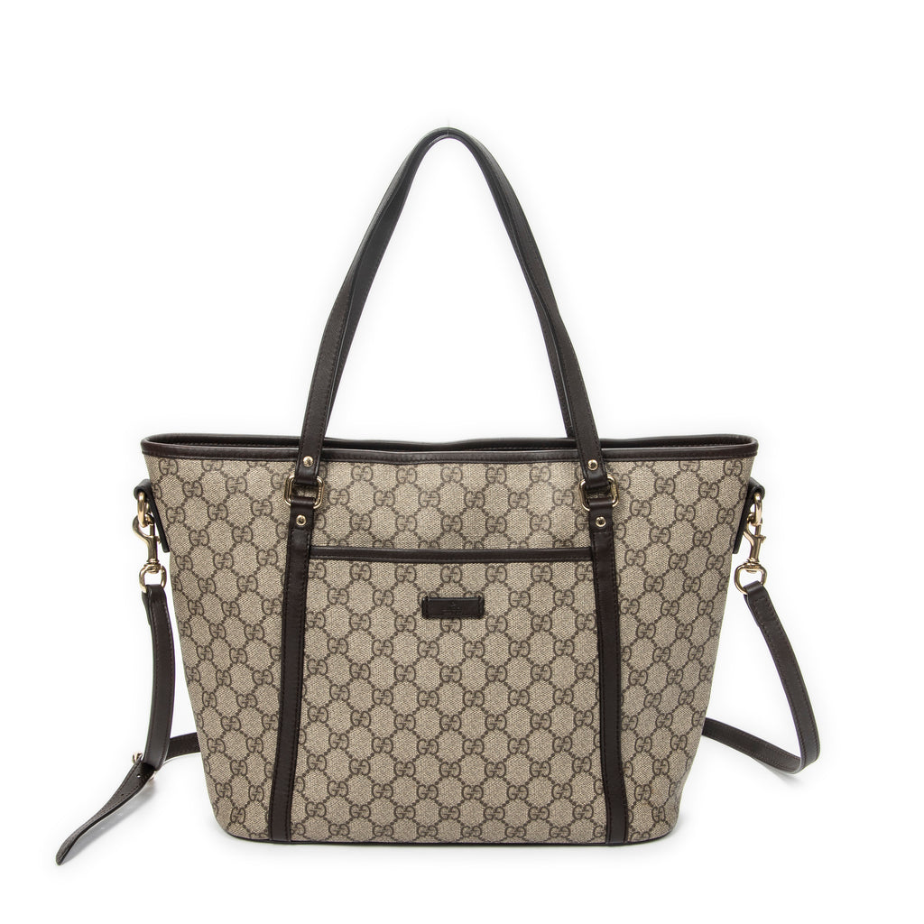 Shoulder Bag Zip Shopping Tote Beige Monogrammed Canvas