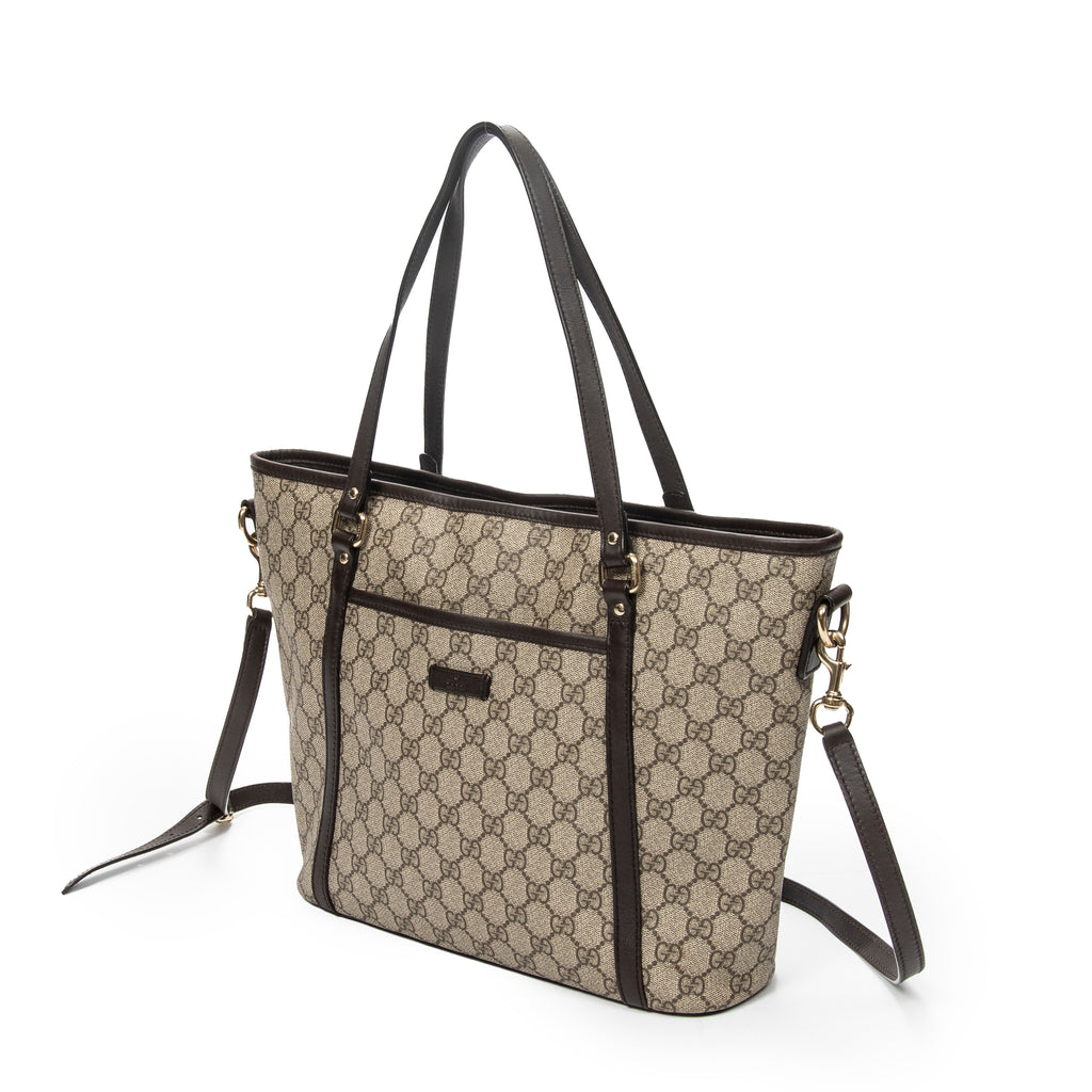 Shoulder Bag Zip Shopping Tote Beige Monogrammed Canvas