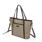 Shoulder Bag Zip Shopping Tote Beige Monogrammed Canvas