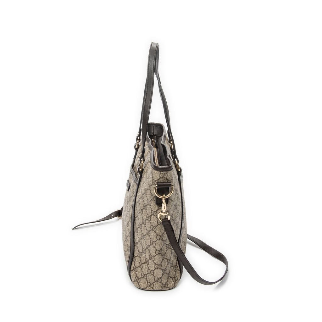 Shoulder Bag Zip Shopping Tote Beige Monogrammed Canvas