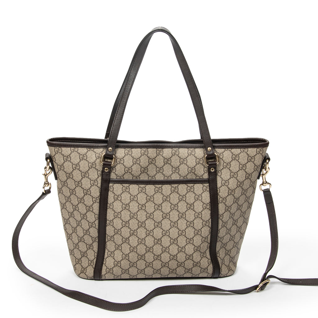 Shoulder Bag Zip Shopping Tote Beige Monogrammed Canvas