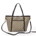 Shoulder Bag Zip Shopping Tote Beige Monogrammed Canvas