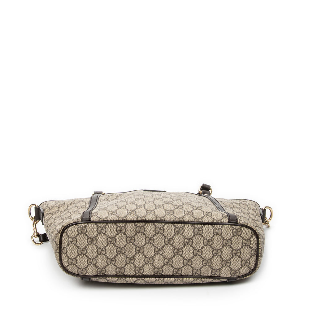 Shoulder Bag Zip Shopping Tote Beige Monogrammed Canvas