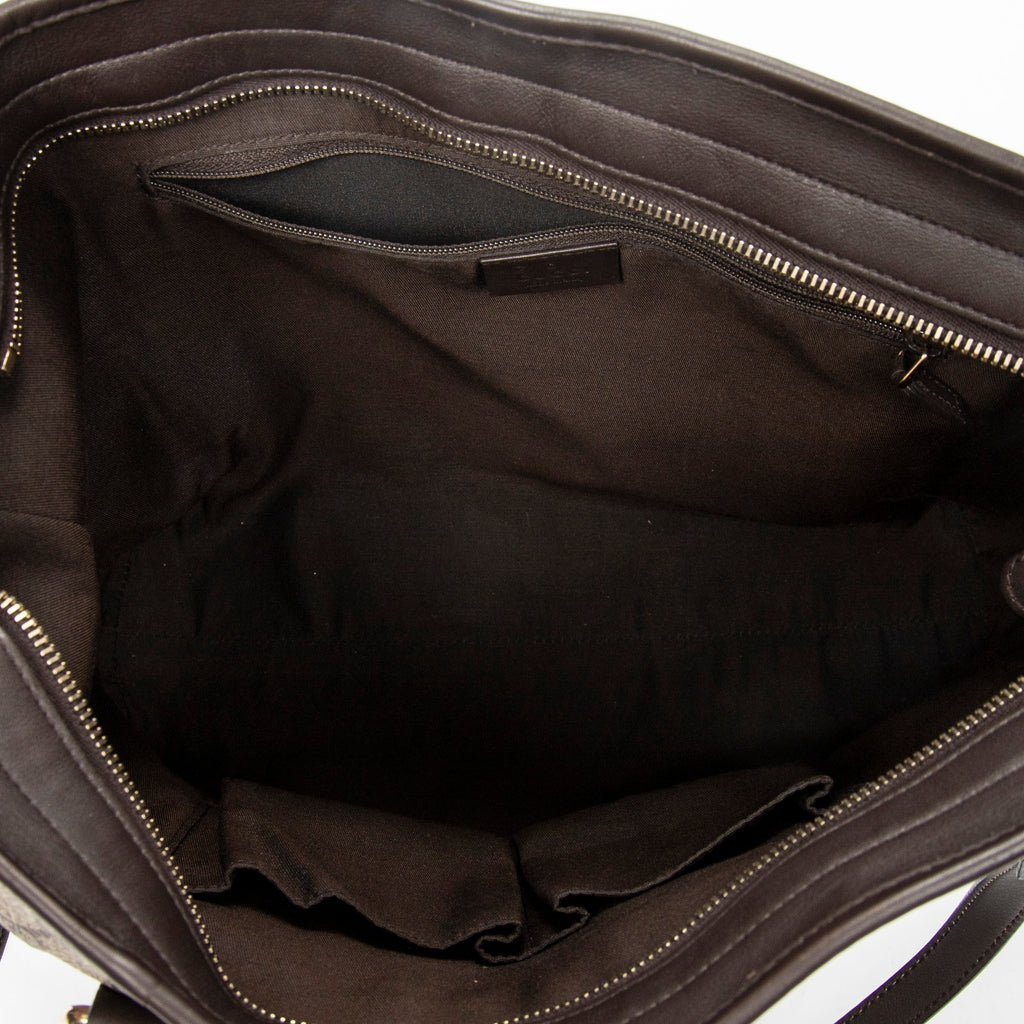 Shoulder Bag Zip Shopping Tote Beige Monogrammed Canvas