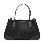 Shoulder Bag Large Web Princy Tote Black Monogrammed Nylon Canvas