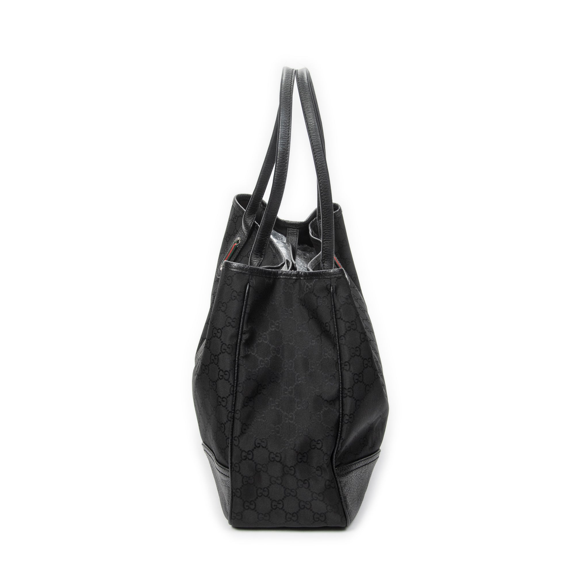 Shoulder Bag Large Web Princy Tote Black Monogrammed Nylon Canvas