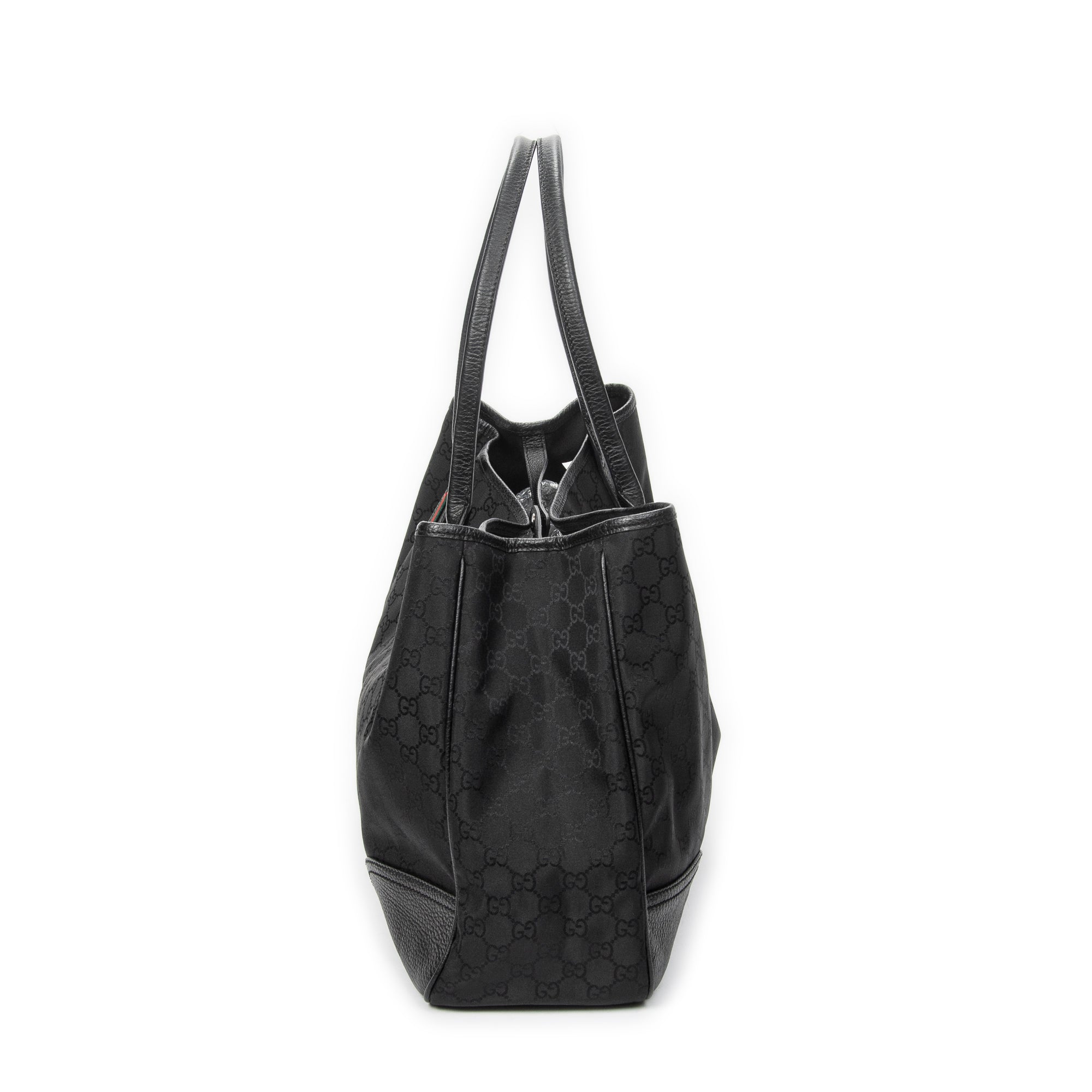 Shoulder Bag Large Web Princy Tote Black Monogrammed Nylon Canvas