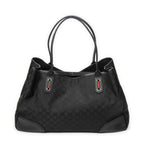 Shoulder Bag Large Web Princy Tote Black Monogrammed Nylon Canvas