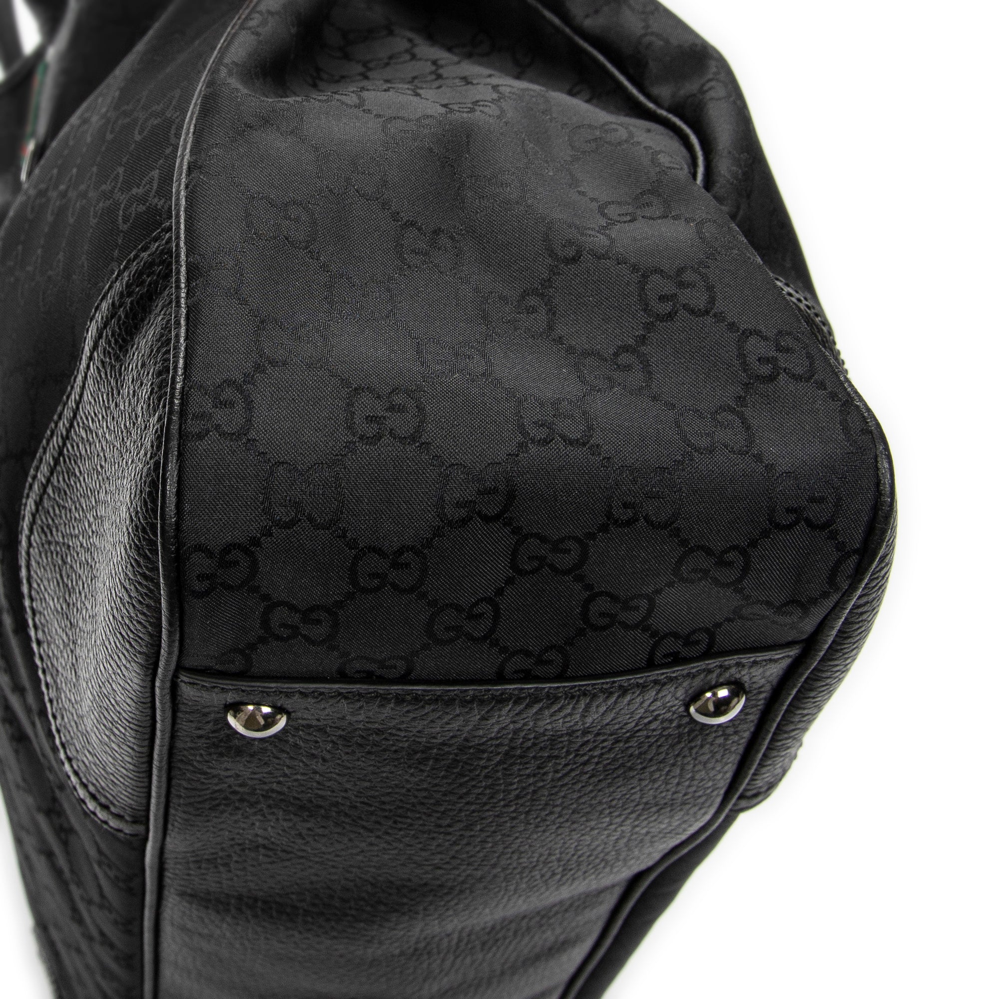 Shoulder Bag Large Web Princy Tote Black Monogrammed Nylon Canvas