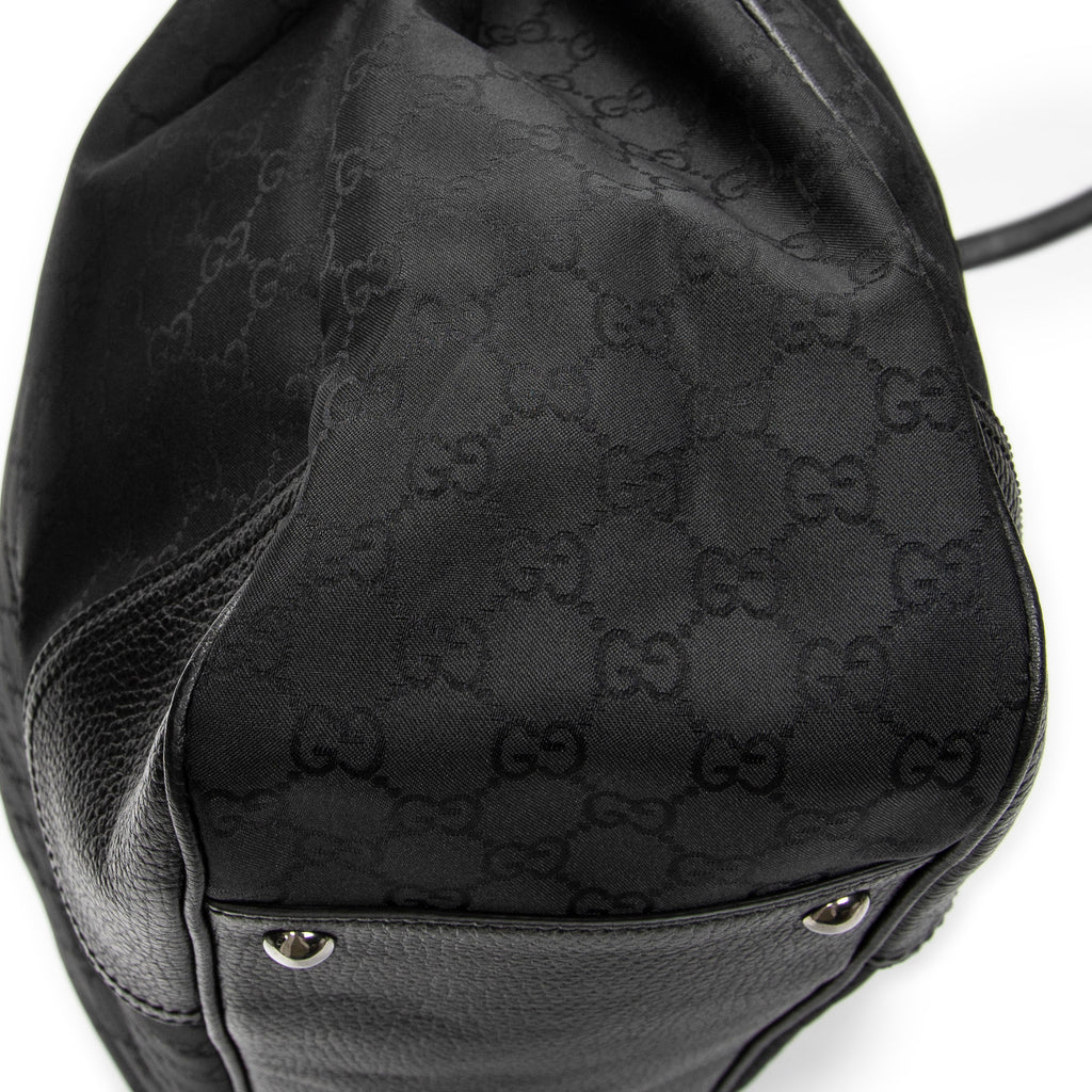 Shoulder Bag Large Web Princy Tote Black Monogrammed Nylon Canvas