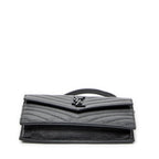 Shoulder Bag Envelope Wallet On Chain Black Quilted Grain de Poudre Leather