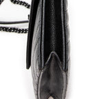 Shoulder Bag Envelope Wallet On Chain Black Quilted Grain de Poudre Leather