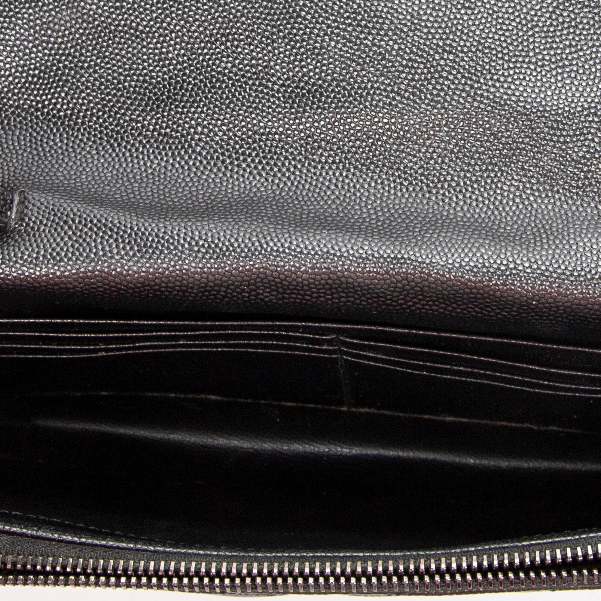 Shoulder Bag Envelope Wallet On Chain Black Quilted Grain de Poudre Leather