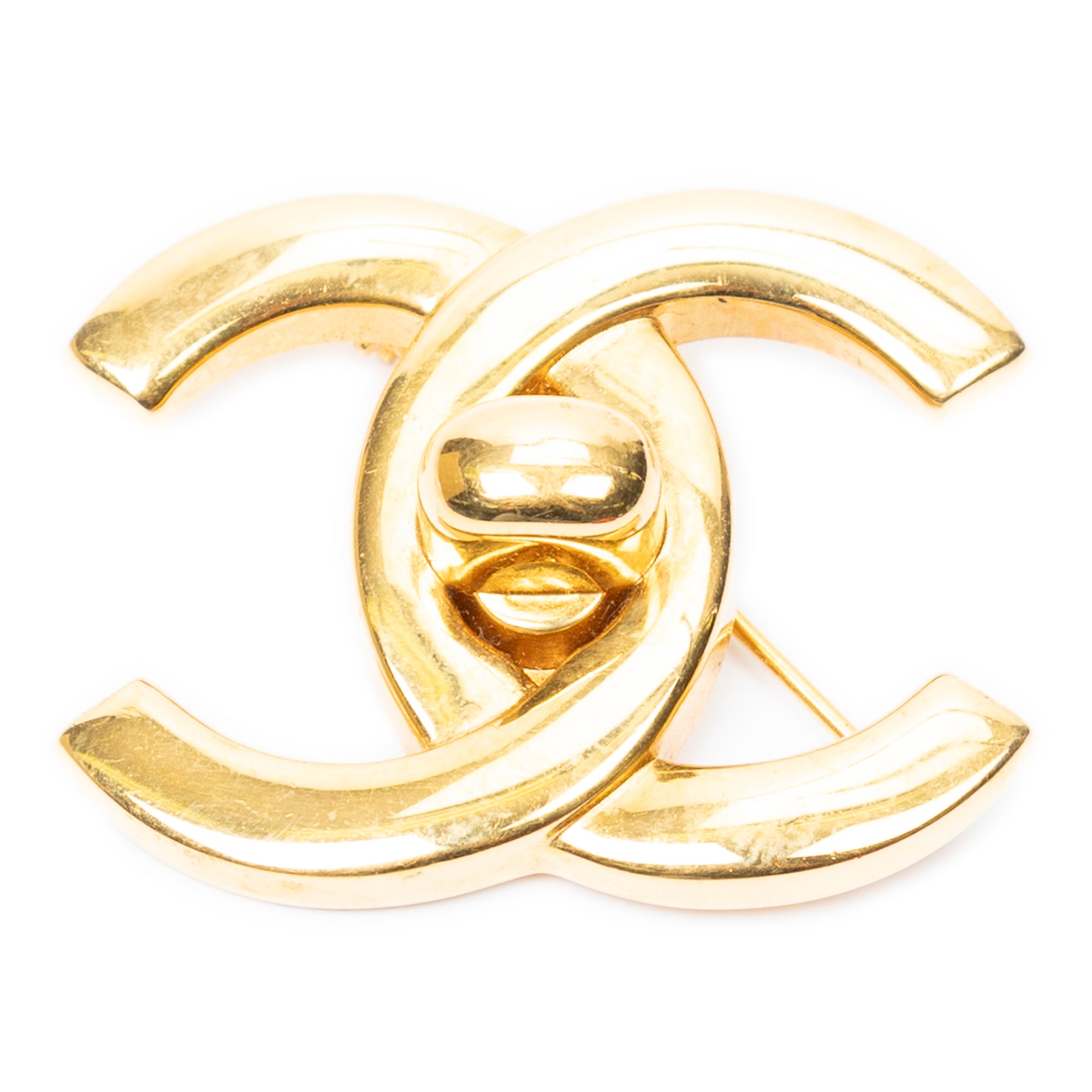 Brooch CC Turn Lock Brooch Gold Gold Plated