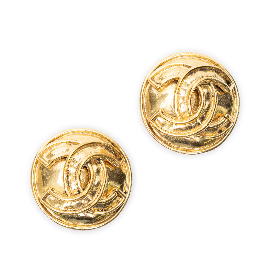 Earrings CC Round Clip On Earrings Gold Gold Plated