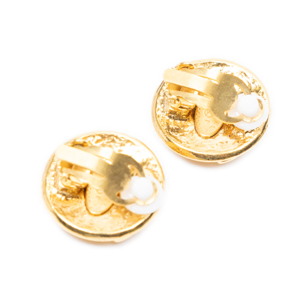 Earrings CC Round Clip On Earrings Gold Gold Plated