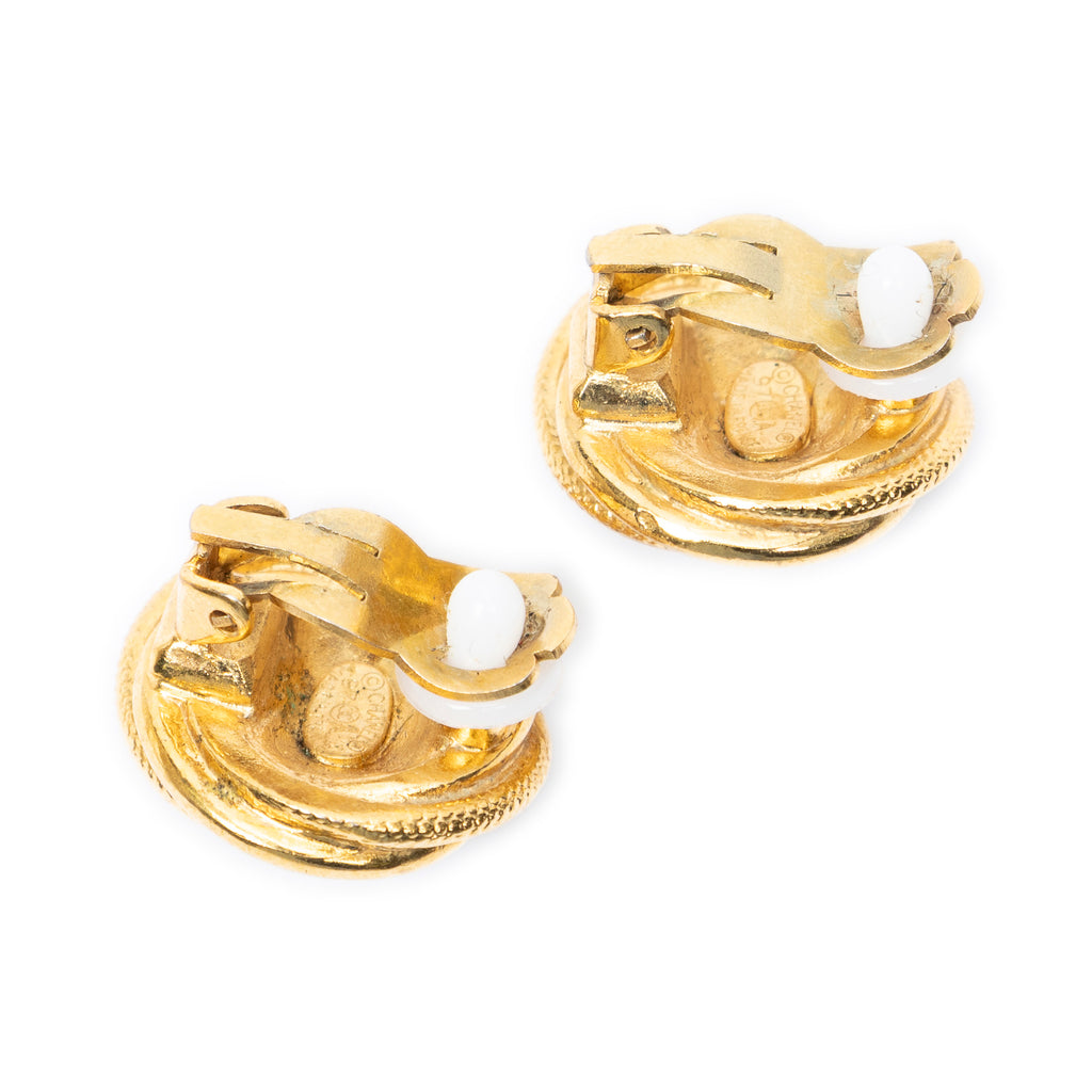 Earrings CC Round Clip On Earrings Gold Gold Plated
