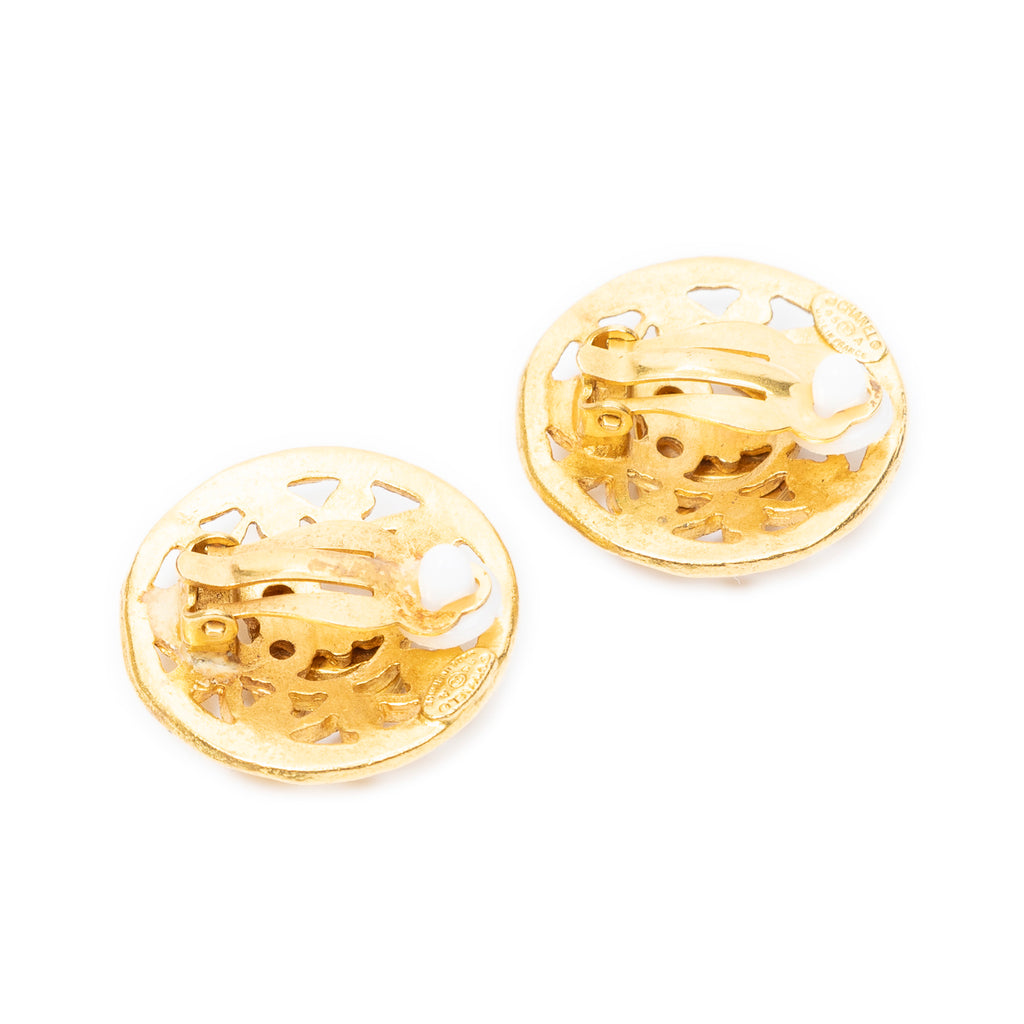 Earrings CC Round Clip On Earrings Gold Gold Plated