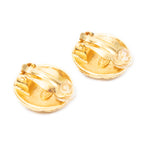 Earrings CC Quilted Round Disc Clip On Earrings Gold Gold Plated