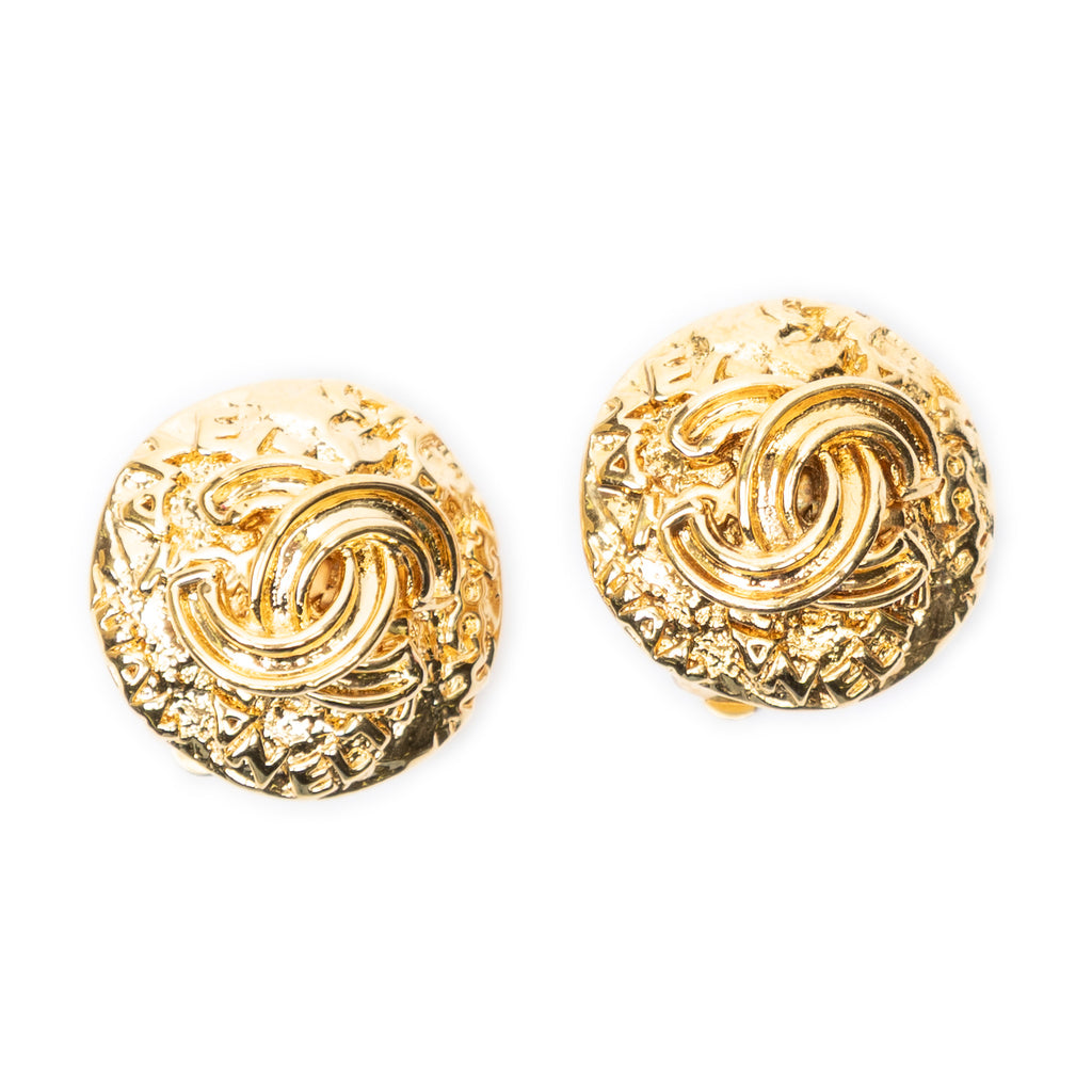 Earrings CC Round Clip On Earrings Gold Gold Plated