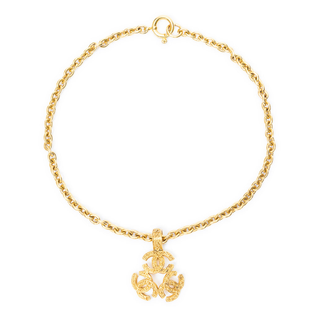 Necklace Triple CC Pendant Necklace Gold Gold Plated