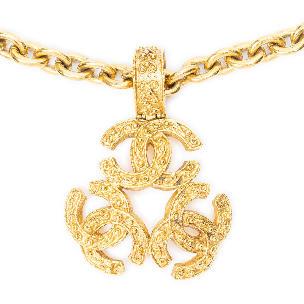 Necklace Triple CC Pendant Necklace Gold Gold Plated