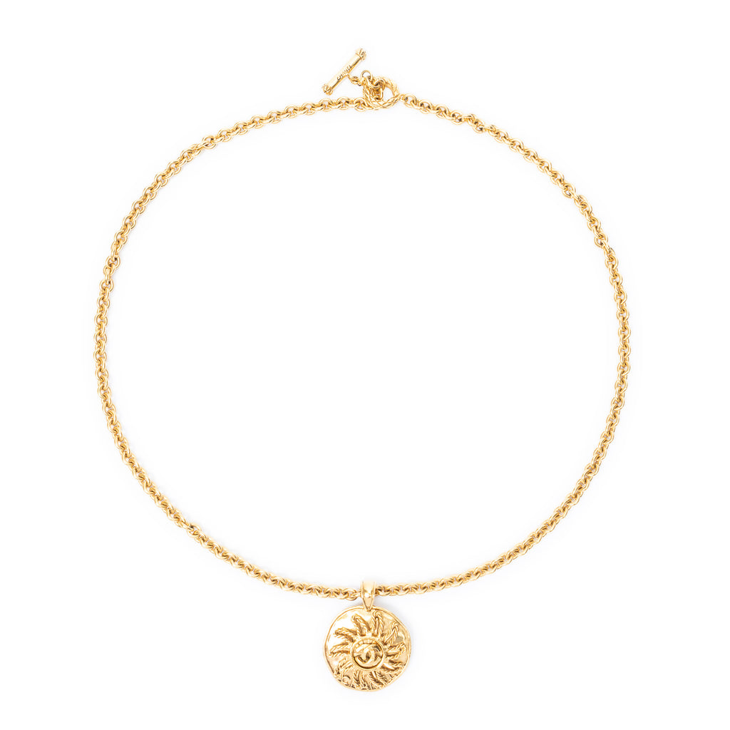 Necklace CC Round Sun Pendant Necklace Gold Gold Plated