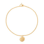 Necklace CC Round Sun Pendant Necklace Gold Gold Plated