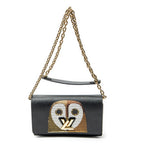 Shoulder Bag Owl Sequin Twist Chain Wallet Black Epi