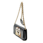 Shoulder Bag Owl Sequin Twist Chain Wallet Black Epi