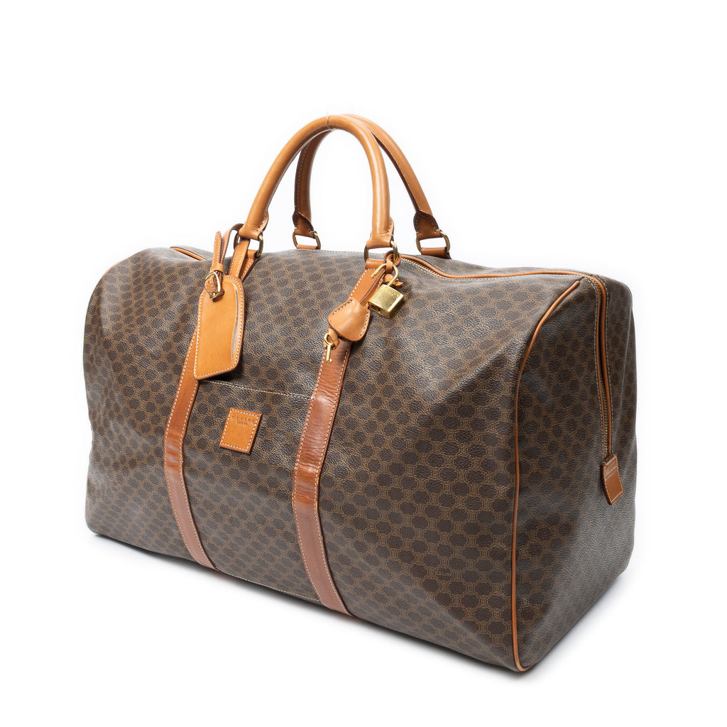 Travel Bag Vintage Large Travel Boston Brown Macadam Coated Canvas