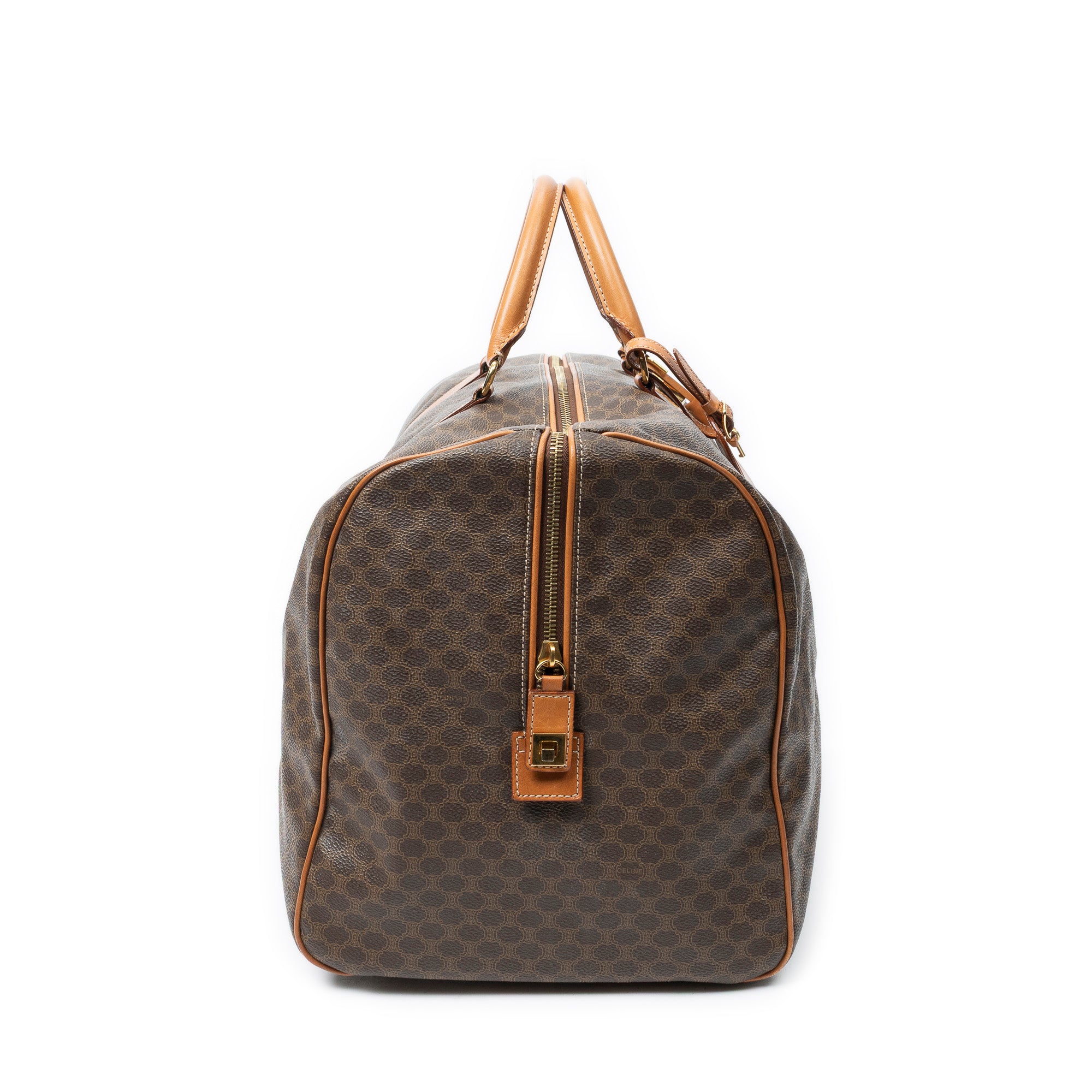 Travel Bag Vintage Large Travel Boston Brown Macadam Coated Canvas