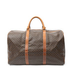 Travel Bag Vintage Large Travel Boston Brown Macadam Coated Canvas