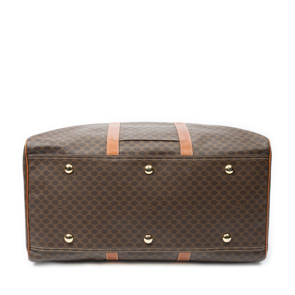 Travel Bag Vintage Large Travel Boston Brown Macadam Coated Canvas