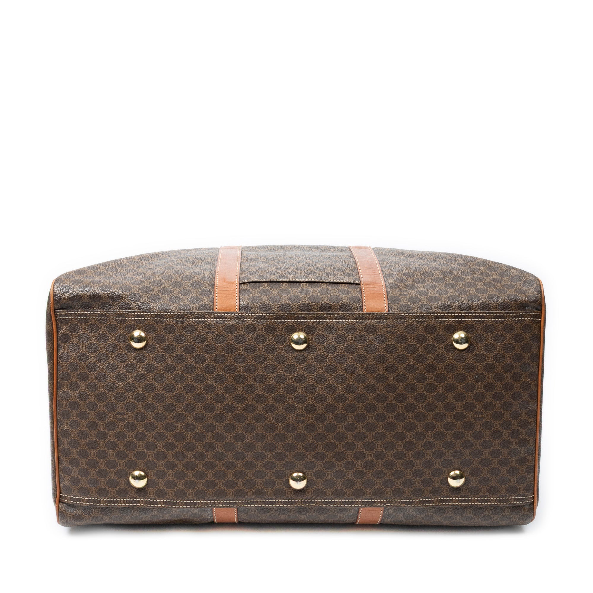 Travel Bag Vintage Large Travel Boston Brown Macadam Coated Canvas