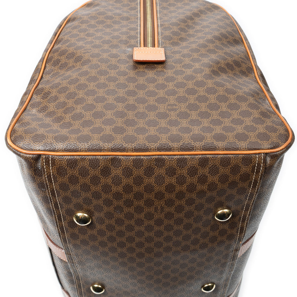 Travel Bag Vintage Large Travel Boston Brown Macadam Coated Canvas