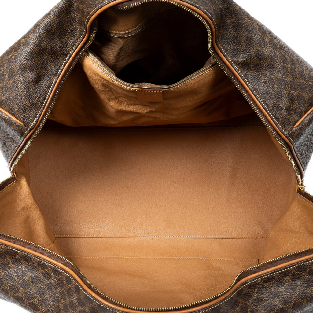 Travel Bag Vintage Large Travel Boston Brown Macadam Coated Canvas