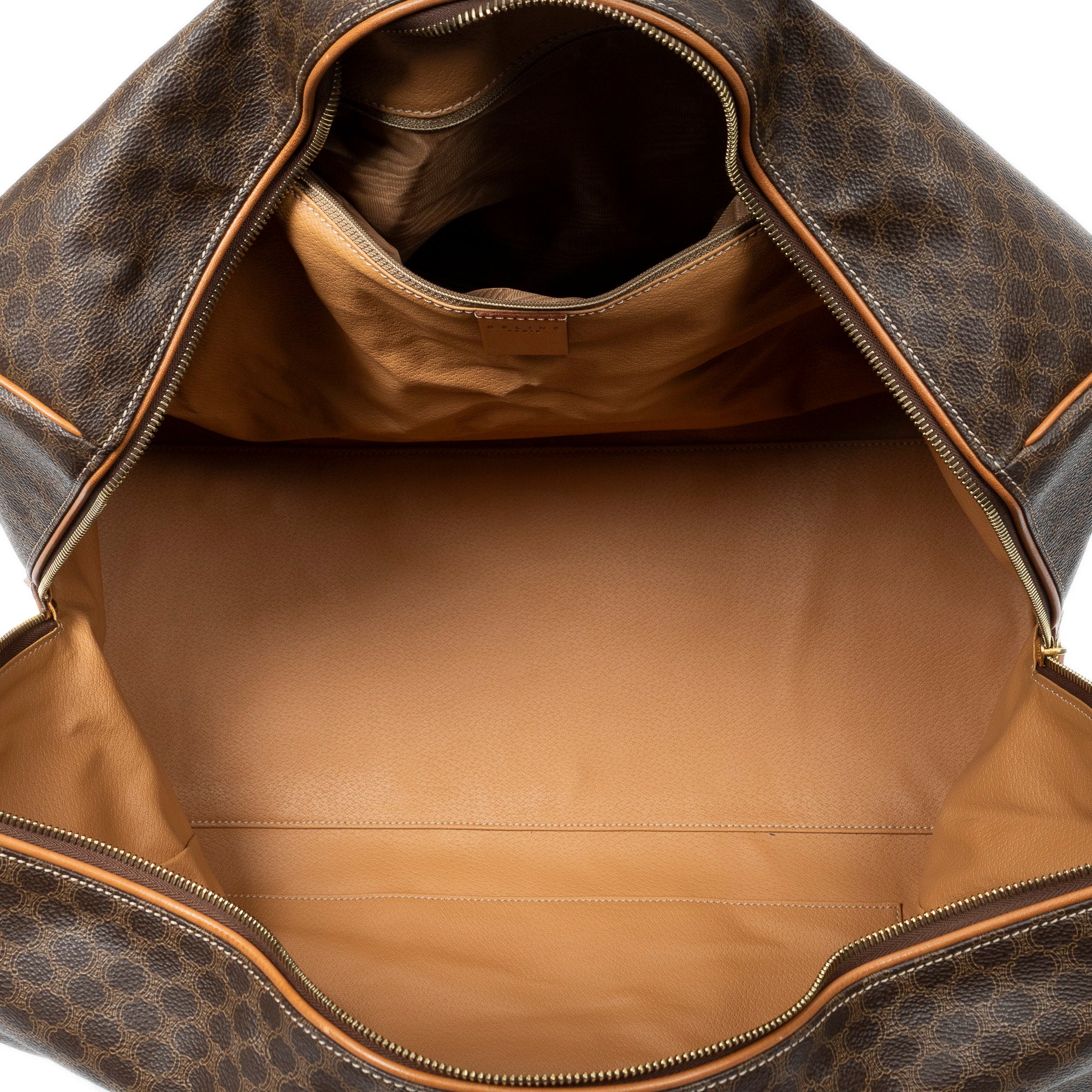 Travel Bag Vintage Large Travel Boston Brown Macadam Coated Canvas