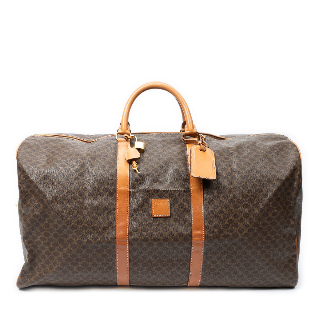 Travel Bag Vintage Extra Large Travel Boston Brown Macadam Coated Canvas
